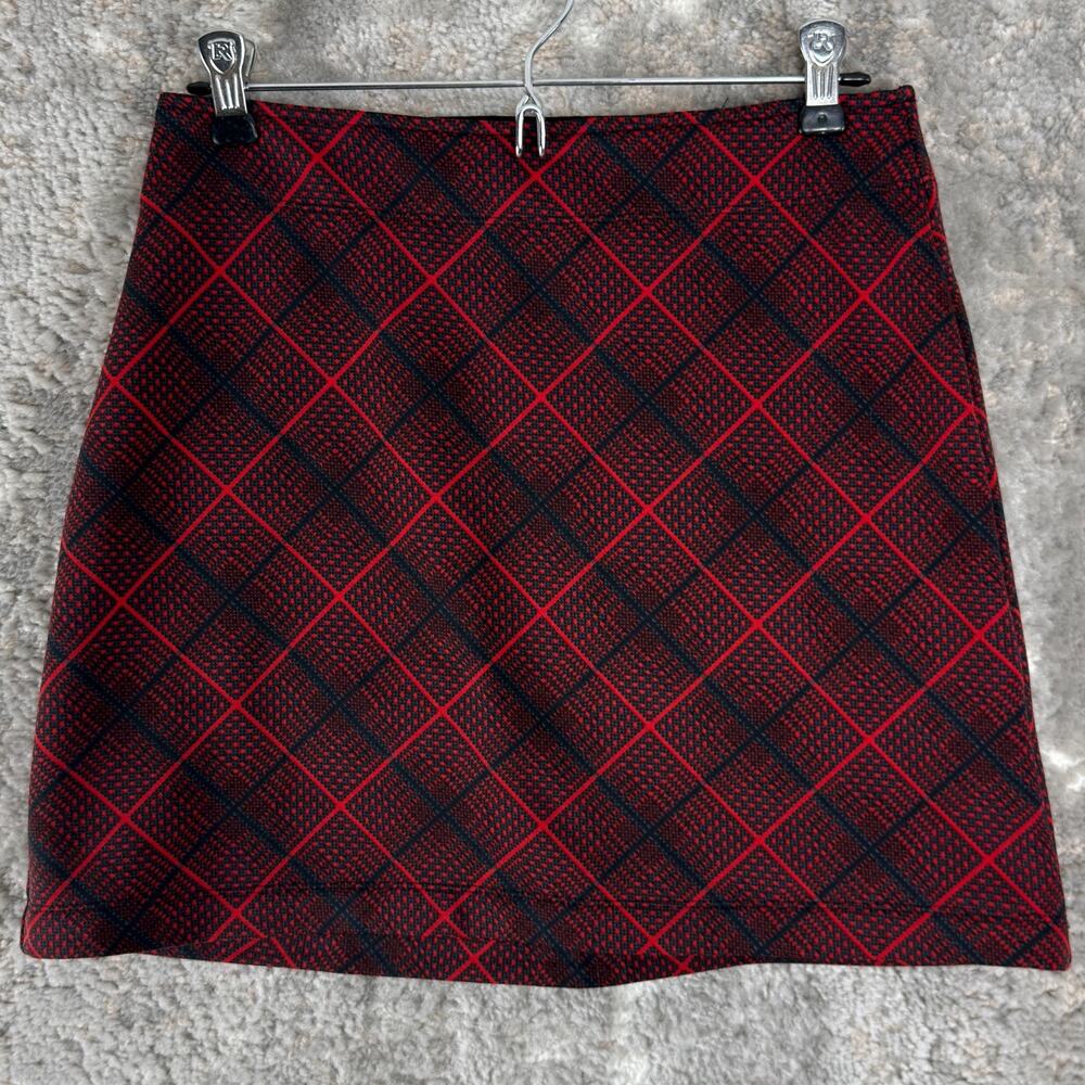 Athleta Size XS Plaid Casual Stretch Mini‎ A Line skirt Red Pull On